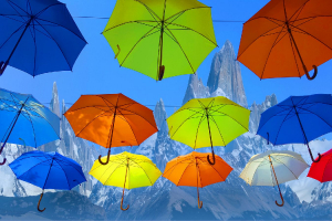 Parapluies à la montagne