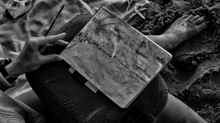 Aquarelle à la plage